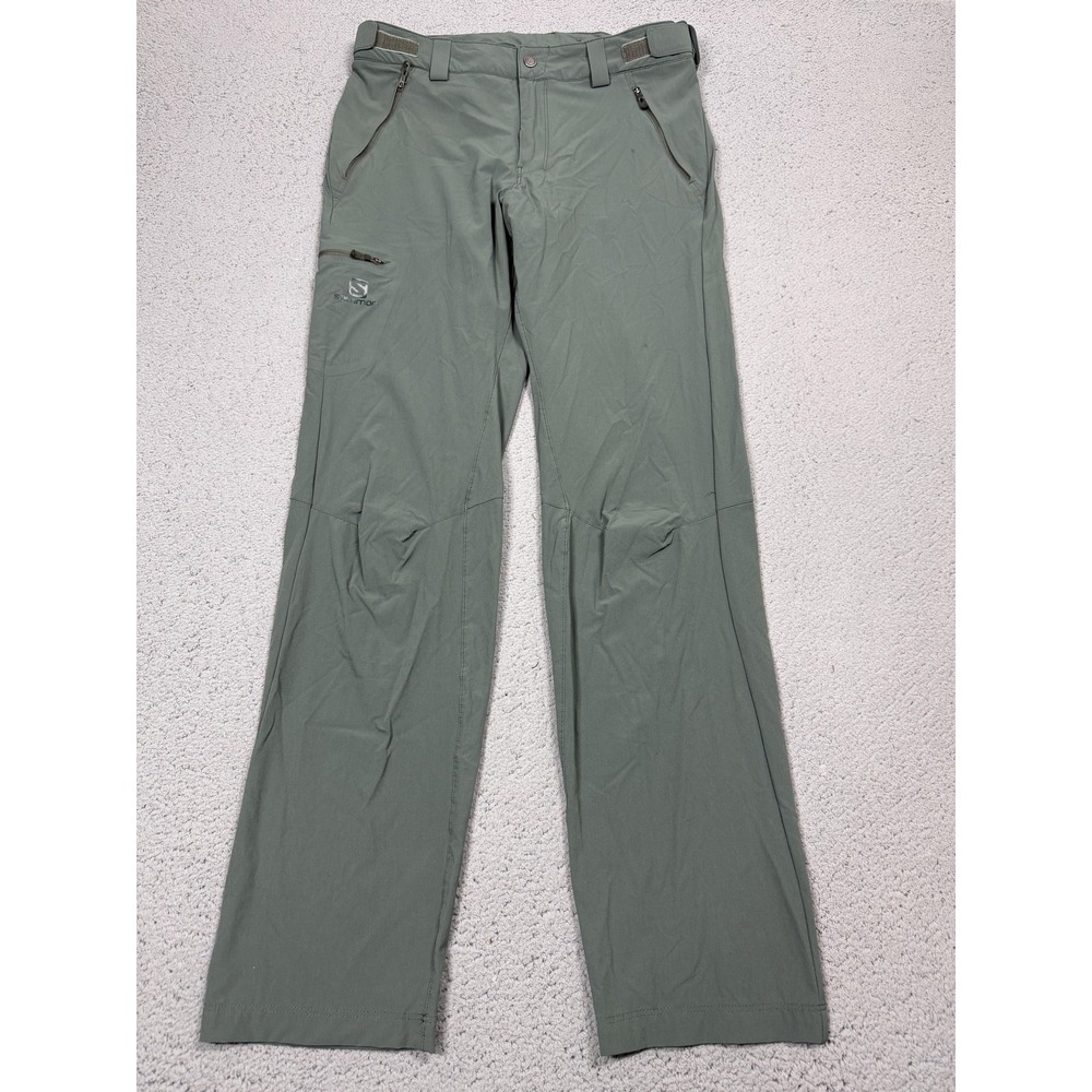 Salomon Pants Mens 32x32 Green AdvancedSkin Shield Hiking Stretch Zip Pocket
